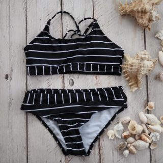 Black Bikini with white stripes padded cups